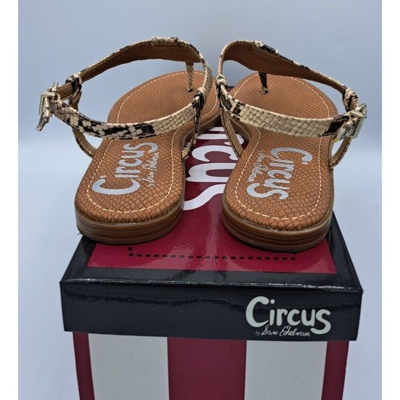 NIB Circus by Sam Edelman Women's Carolina Flat Sandal B&W Snake Size 9m - Picture 4 of 7